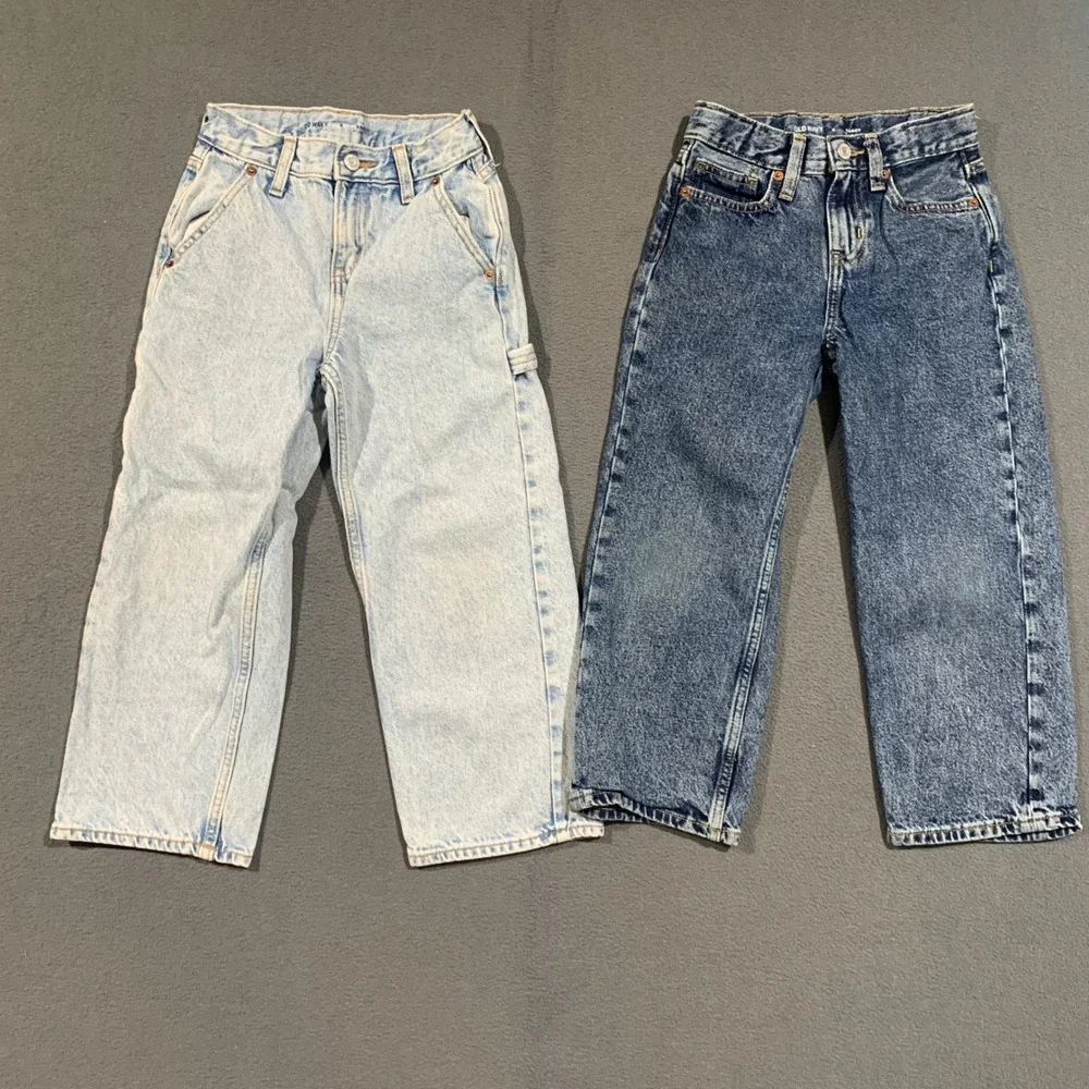 Old Navy Baggy Built Tough Jeans Boys 6 Bundle Carpenter Utility Denim 2pk 90s